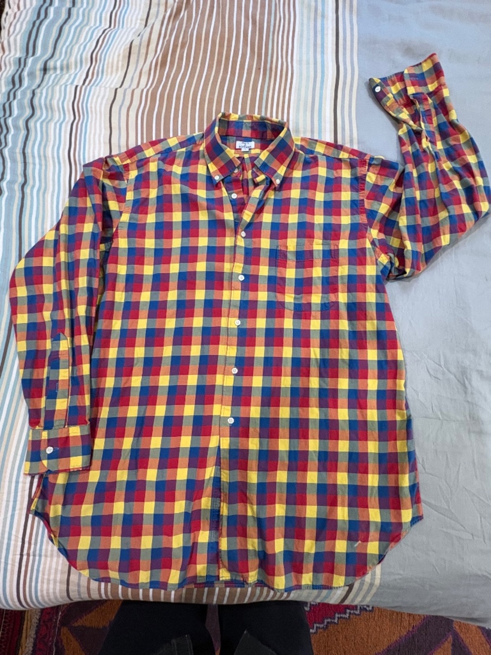Maus & Hoffman Plaid Button-Down Shirt sz L